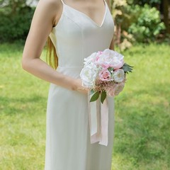 ponatia Blush Pink Wedding Bouquets for Bride Bridesmaid, Ivory Artificial Ro…