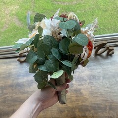 Bridal Wedding Bouquet Budget Friendly Beautiful Faux Flowers White Pink Orange