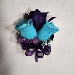 Purple Tuquoise Black Rose Calla Lily Bridal Wedding Bouquet Accessories
