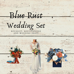 Terracotta & Teal Bridal Bouquet – Silk Artificial Flowers, Wedding or Elopement