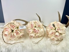 10” Blush Peony Kissing Ball Hanging Wedding Decor Floral Bouquet Set of 3 NEW
