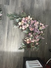 Faux Flower Arrangements: Mauve, blush, pink boho wedding corner swag & straight