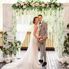 75 Branches Wisteria Hanging Flowers,5Pcs Total 30ft White Wisteria White-5pcs