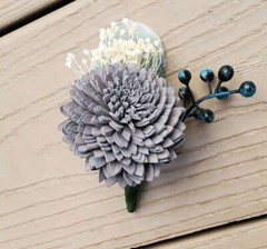 Navy Blue Gray Bridal Bouquet White Sola Wood Artificial Wedding Flowers Bride
