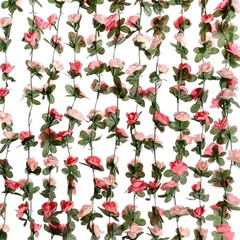Pack Artificial Rose Vine Fake Flower Garland Fake Rose Hanging Vine 2 Pink