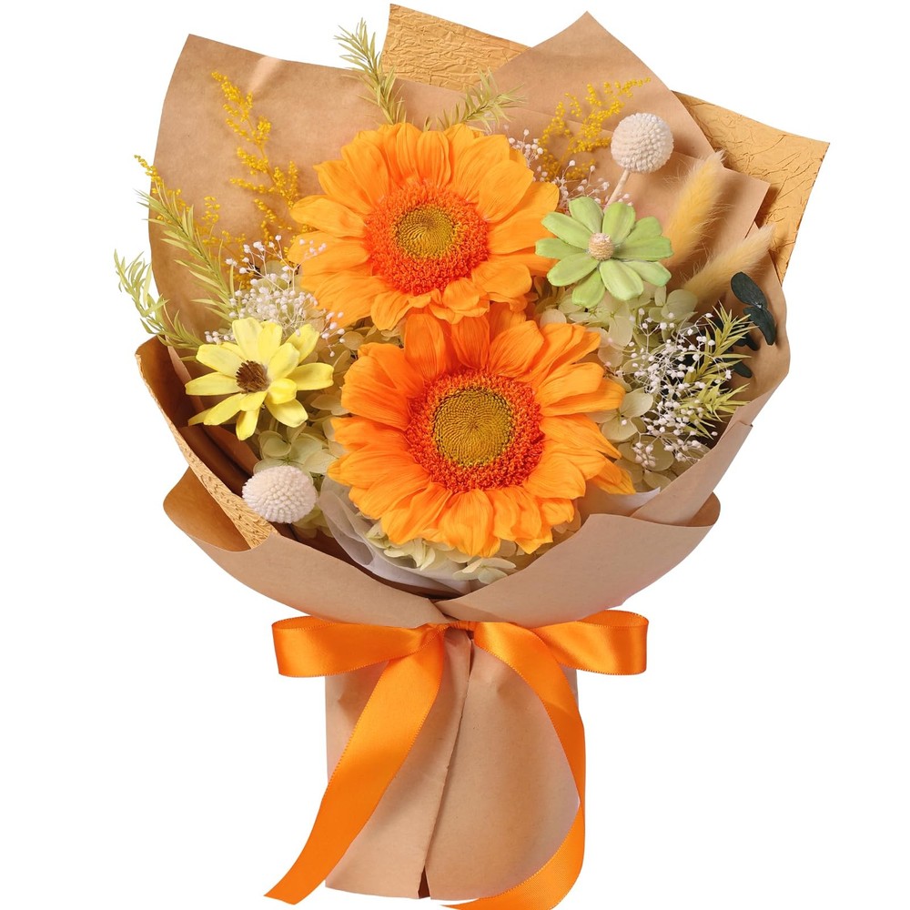 Forever Flowers for Delivery – Preserved Sunflowers Bouquet, Real Orange