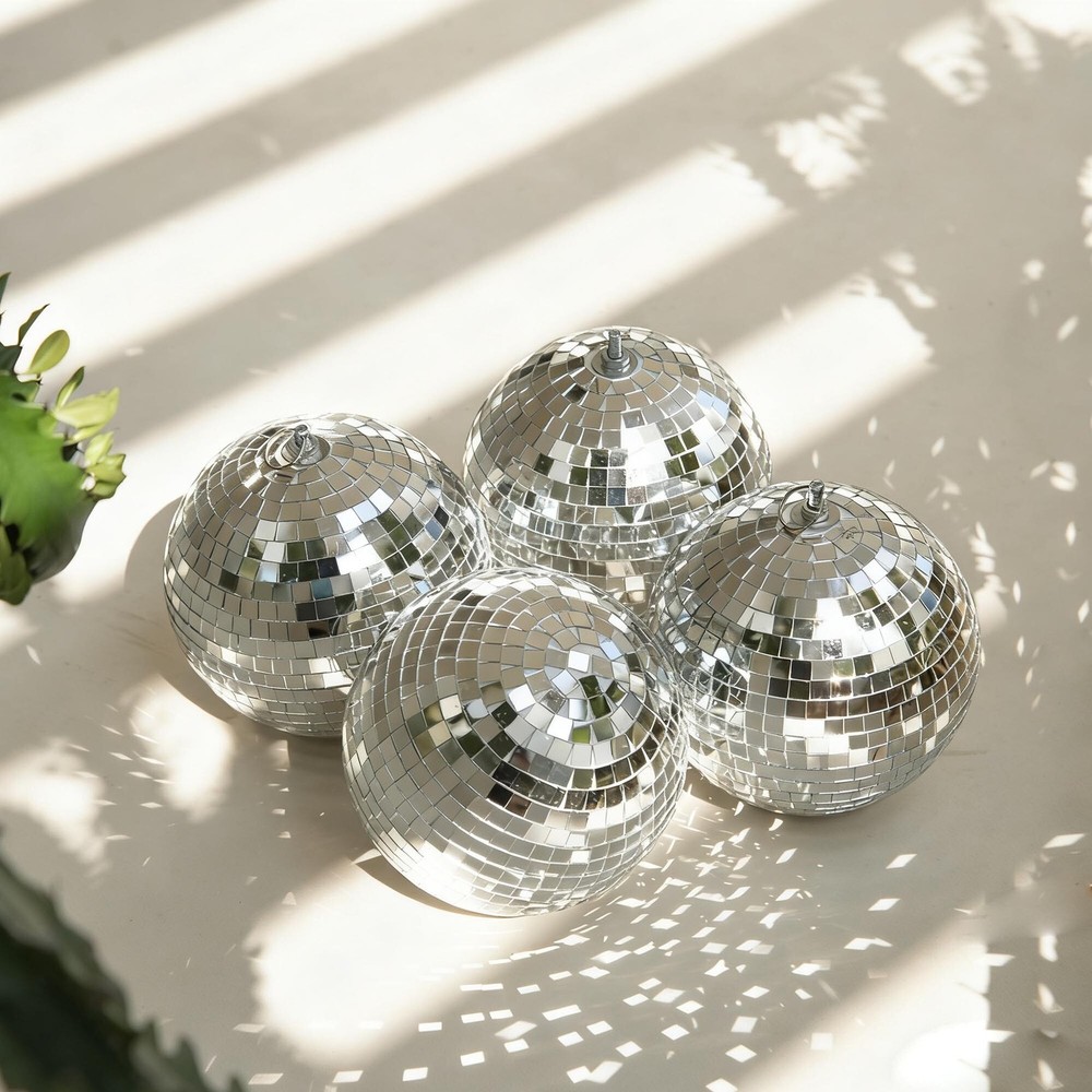 Yescom 4PCS 7″ Mirror Disco Ball Set Small Mini Hanging for Party Events Wedding
