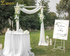 Artificial Wedding Arch Flowers with Chiffon Runner, Pack of 3 | Includes 2 Flow