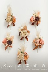 Ling’s Moment Rust Brown Wedding Flowers Mini Bridesmaid Bouquets Set of 6