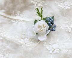Rose Wedding Wrist Corsage and Boutonniere Set Party Prom Hand Ribbon Flower Sui