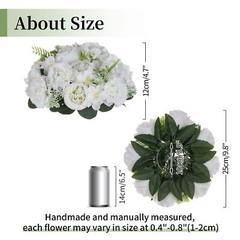 BLOSMON White Peony Flower Balls: 10pc 9.5 Inch Artificial Peonies Floral Arr…