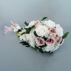 Bridal Artificial Rose Bouquet Silk Flowers Bridesmaid Drop Shape Decor