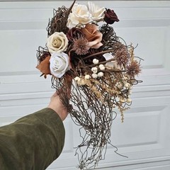 Rustic Boho Cascading Artificial Flower Bridal Bouquet / Lings Moments / wedding