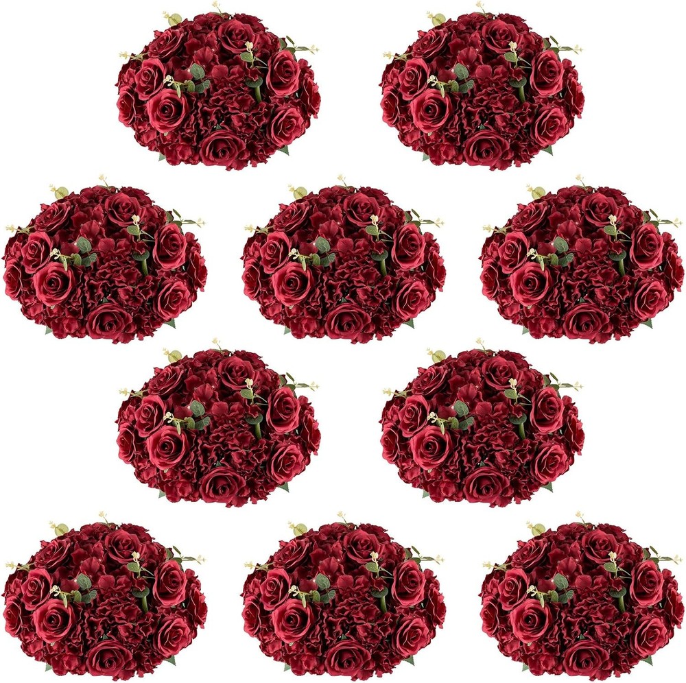 Flower Balls for Wedding Centrepieces – 10 Pcs 15.7 inch Diam Large Burgundy