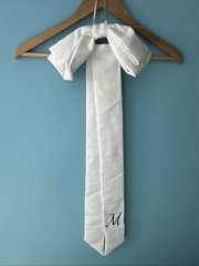 13 Large Wedding Pew Bows Long Tails Church Chair M Initial Embroidered Blue