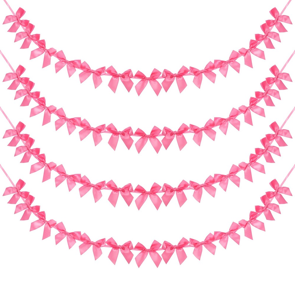 4 String of 13 PCS Rose Red Bow Garland Banner Decoration Party Bow