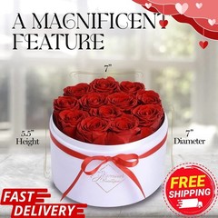 GLAMOUR BOUTIQUE Flowers Forever Gift Box, 12 Real Preserved Roses in 12, Red