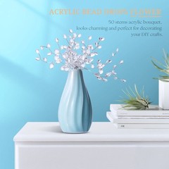 17cm White Acrylic Floral Picks Bouquet 50 Stems Decorative Home Wedding Decor