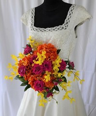 Beautiful and Bright Spring Garden Faux Silk Wedding Bouquet