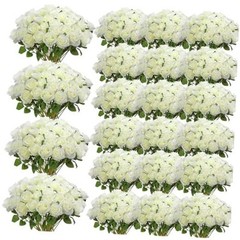 500 Pcs Artificial Silk Roses Flowers with Long Stem Bridal Wedding White