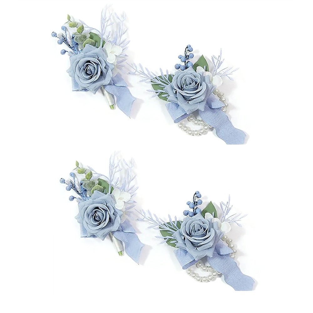 4 PCS Corsage and Boutonniere Set Wrist Flower Accessories C7R89298