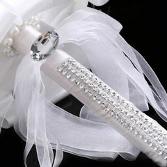 Bride Bouquet Bridal Rose Foam Flower Wedding White Satin Crystal Romantic Decor
