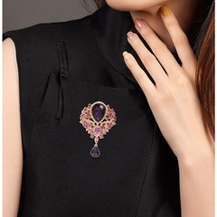 1Pcs Wedding Bridal Bouquet Clear Crystal Rhinestone Teardrop Dangle Brooch Pin
