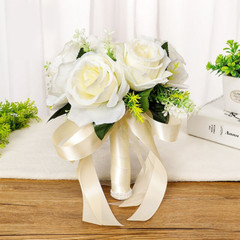Artificial Silk Rose Wedding Bouquet – Bridal And Bridesmaid Floral Arrangement