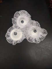 Set Of 3 Lace Bouquet Collar Ring, Wedding, Handheld Bridal Flowers, White, 6″
