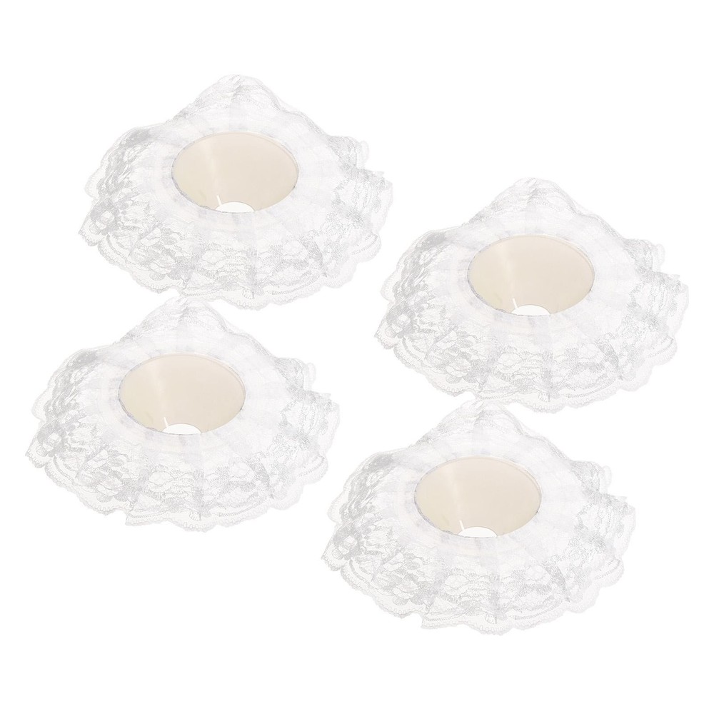 4Pcs Lace Bouquet Collar DIY Decoration Bridal Bouquet Holder Silver Tone