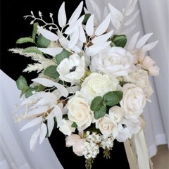 Wedding Bouquets with Ribbon for Bride White Artificial Flower Wedding Bouquets