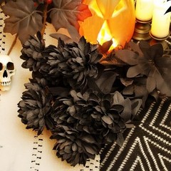 10 Pcs Artificial Dahlia Flowers – 16″ Silk Faux Dahlia Fake Flower with Black
