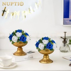 NUPTIO 10 Pcs Wedding Vase & 10 Pcs Artificial Flowers Set for Wedding Center…