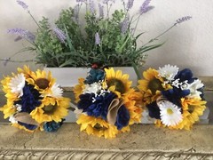 Wedding flowers bridal bouquets decoration sunflowers cranberry burgundy Pkg