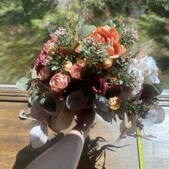 Bridal Wedding Large Bouquet Budget Friendly Faux Flowers White Pink Purple