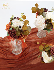 Burnt Orange Mini Bridesmaid Bouquets Set of 6 for Fall Weddings