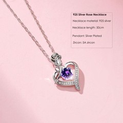 Preserved Rose Box with Crystal 16-32 inches, Purple Necklace