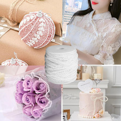 White Pearl Garland Strand,2.5mm Crystal Beads Faux Bead Spool Rope for Wedding