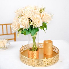 CREAM 2 Bushes 18″ ARTIFICIAL Faux Silk Rose FLOWERS Bouquet Wedding Decorations