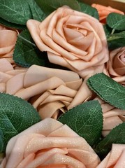 25-50 Pcs Foam Artificial Rose Heads Flowers W/Stem Wedding Bride Bouquet Decors