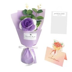 Crochet Flower Bouquet,Handmade Knitted Artificial Flowers,Crocheted Purple
