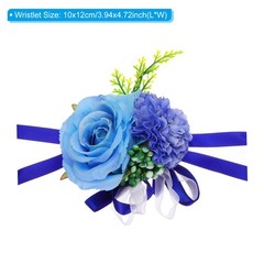 2Pcs Artificial Corsage Wristlet Flower Wrist Prom Corsage Light Blue