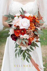 10 Inch Terracotta Wedding Bouquets for Bride Artificial Roses Flower Cascading