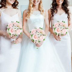 Blush & Burgundy Artificial Bridesmaid Bouquets – Set of 6 Peach Pink 2024