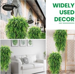 4Pcs Artificial Boston Fern Plant Fake Hanging Trailing Foliage Vine Home Decor