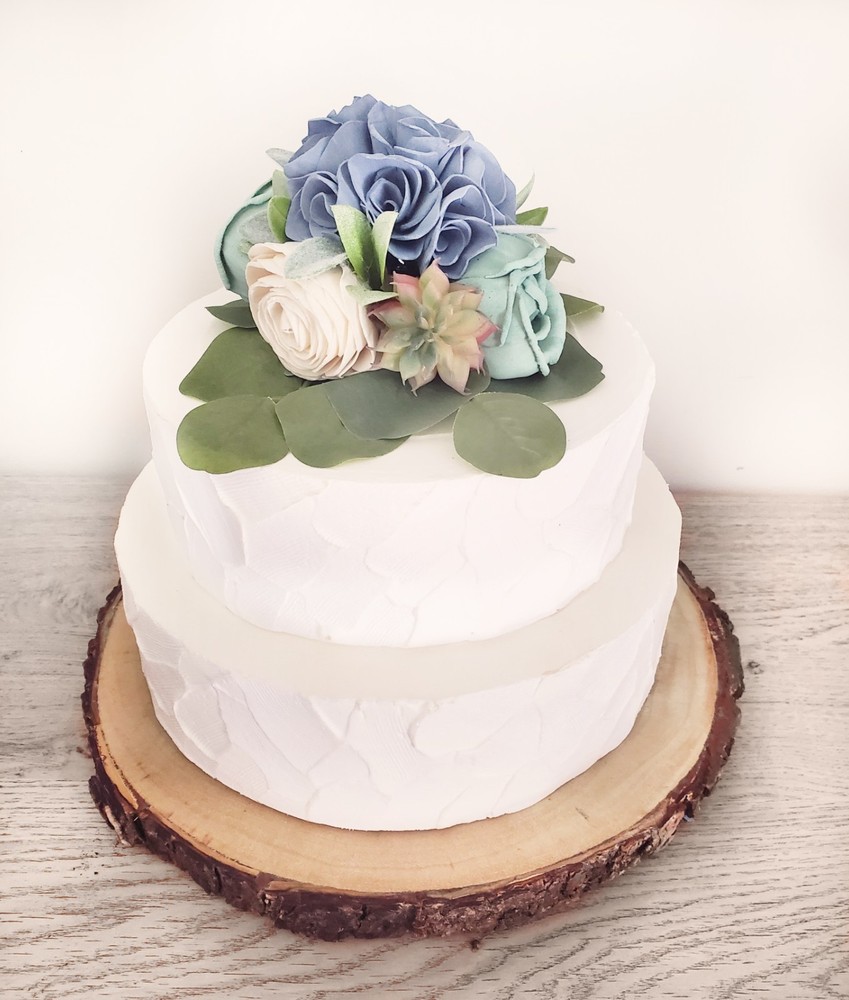 Dusty Blue Cake Topper Sage Succulent Wedding Artificial Shower Sola Wood Decor