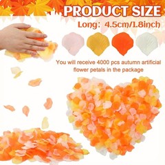 4000Pcs Fall Thanksgiving Artificial Floral Petals Orange Pink Yellow Ivory