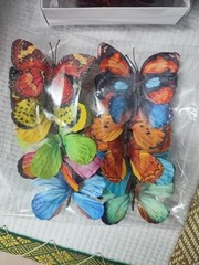 -Decorative Butterfly Clips, 3Drtificial Silk Butterflies, Multicolor, Small A