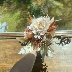 Bridal Wedding Bouquet Budget Friendly Handmade Faux Flowers White Pink Orange