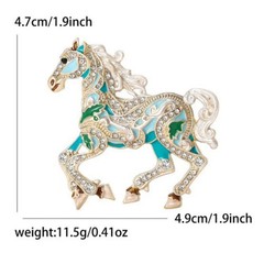 Luxury Running Horse Brooches For Women Unisex 4-color Enamel Powerful Animal…